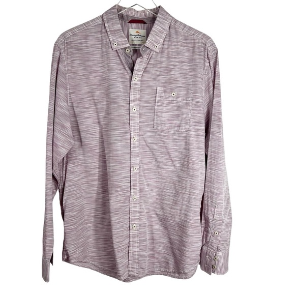 TOMMY BAHAMA Island Modern Fit Lavender Button Down Long Sleeve Shirt Large - Picture 1 of 6
